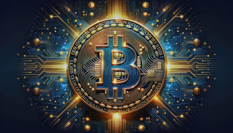 Hologram image of Bitcoin block reward reduce 50% after halving, bitcoin mining concept, node, blockchain technology, digital royalty free illustration