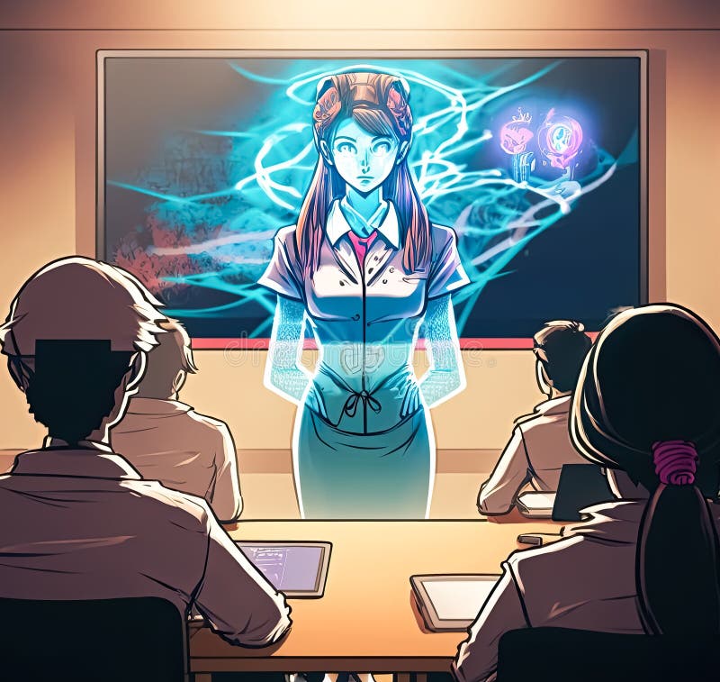 Hologram Teacher is Teaching in a Futuristic Classroom with Online Digital  Communication, Cartoon Style, Generative AI Stock Illustration -  Illustration of cartoon, concept: 269669518