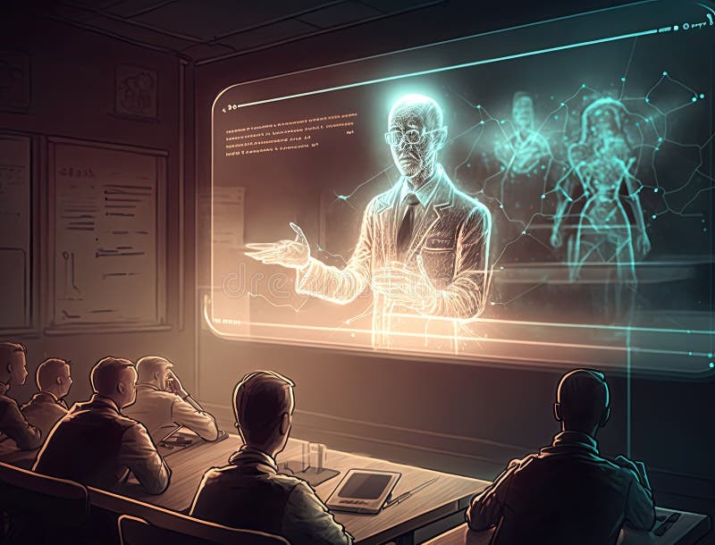 Hologram Teacher is Teaching in a Futuristic Classroom with Online Digital  Communication, Cartoon Style, Generative AI Stock Illustration -  Illustration of cartoon, concept: 269669518