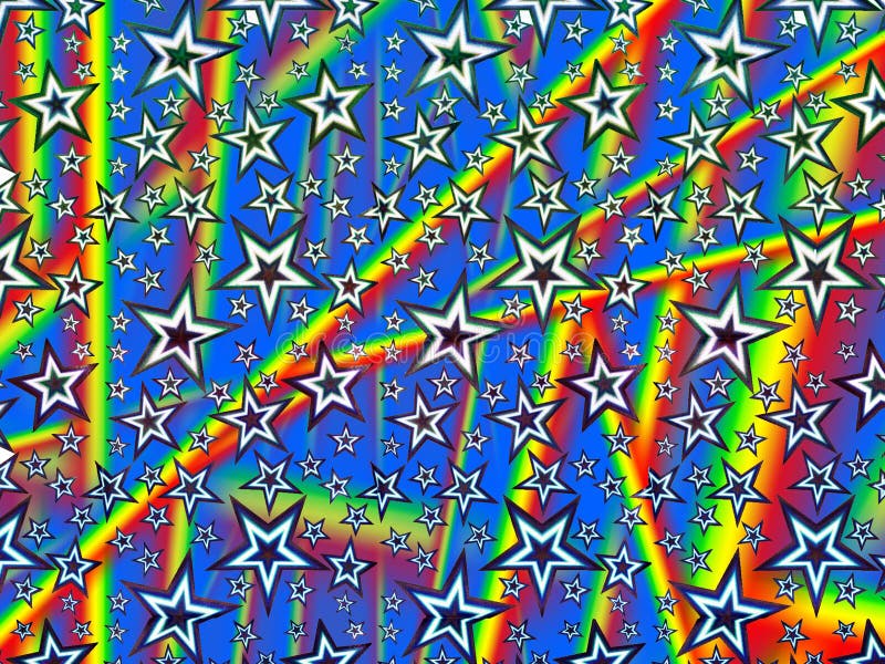 Holograma papier robić gwiazdy i różni kolory dla tło, pakować lub tapet ilustracji