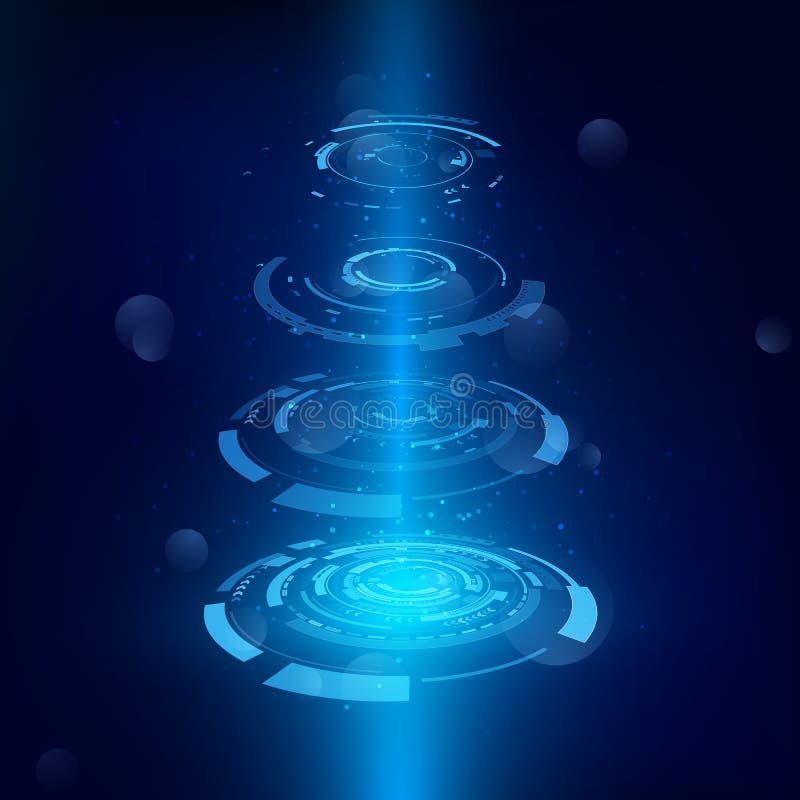 Holograma pokaz Abstrakcjonistyczny futurystyczny przedmiot HUD elemet Nanotechnologia maszyna Nauka I Technika ilustracja wektor ilustracja wektor Holograma pokaz Abstrakcjonistyczny futurystyczny przedmiot HUD elemet Nanotechnologia maszyna Nauka I Technika ilustracja wektor ilustracja wektor