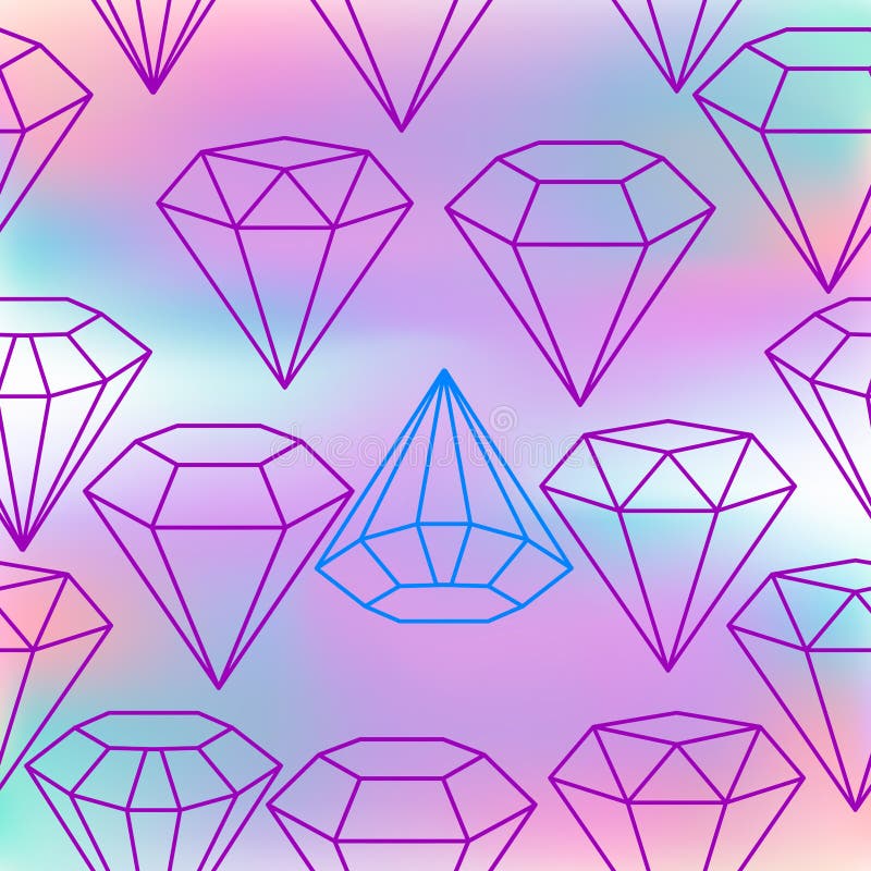 Holographic Background with Crystals. Seamless Stock Vector