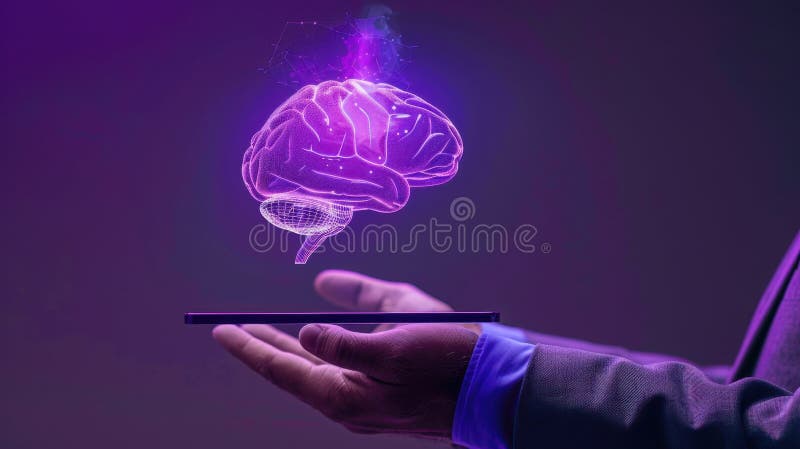 The Holographic Brain Projection. royalty free stock image.