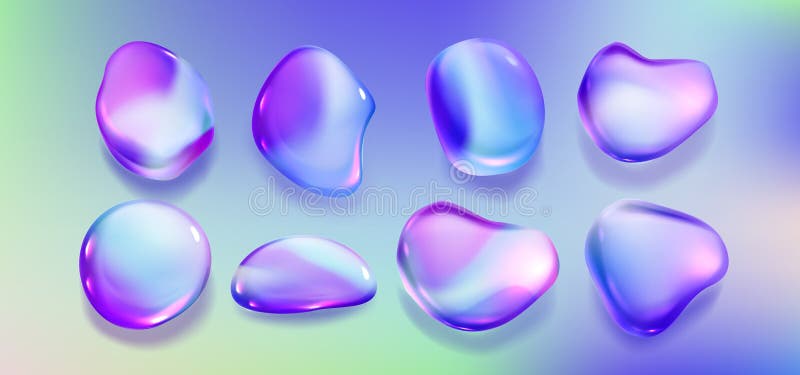 Holographic drop shapes stock illustration