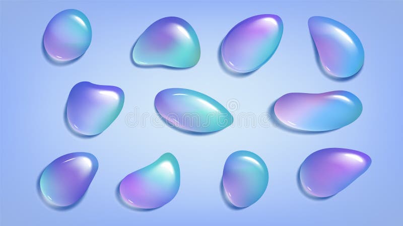 Holographic drop shapes vector illustration
