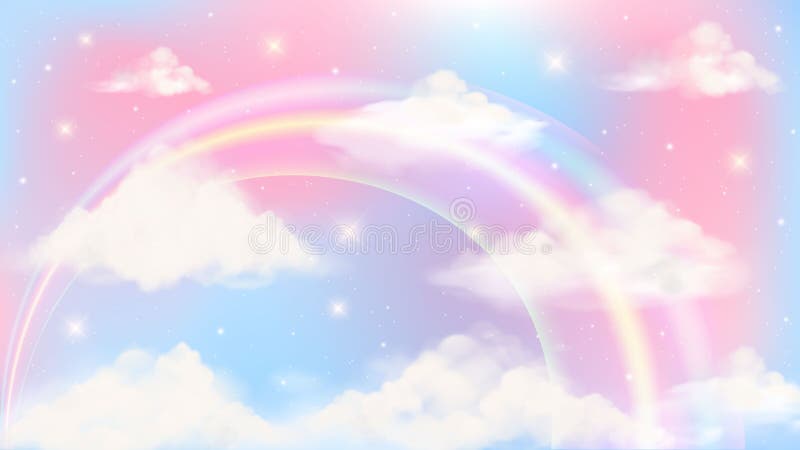 Holographic Fantasy Rainbow Unicorn Background with Clouds. Pastel Color  Sky Stock Vector - Illustration of fantasy, cloudy: 235319262