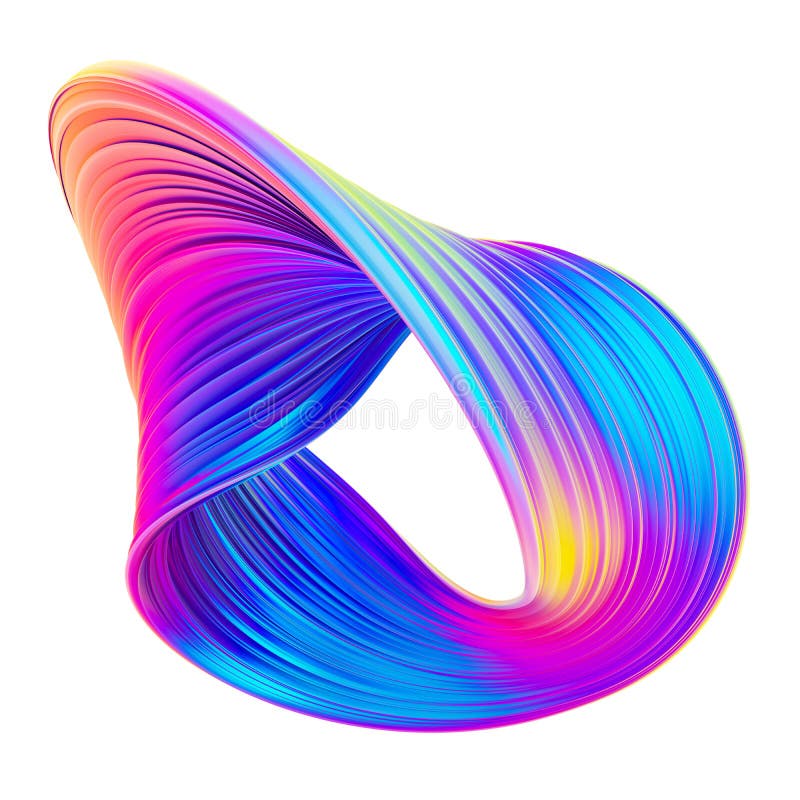 Holographic fluid abstract twisted 3D shape for your trendy design royalty free illustration