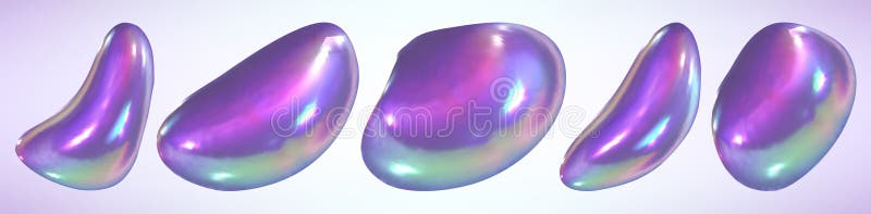 Holographic iridescent liquid abstract shapes stock illustration