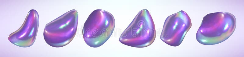 Holographic iridescent liquid abstract shapes royalty free illustration