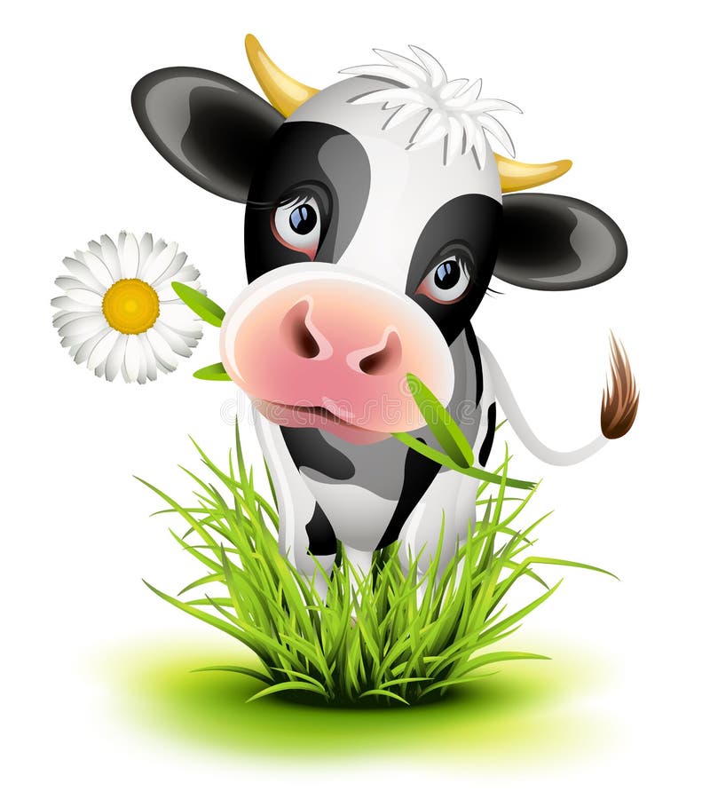 Holstein cow in grass vector illustration Holstein cow in grass vector illustration