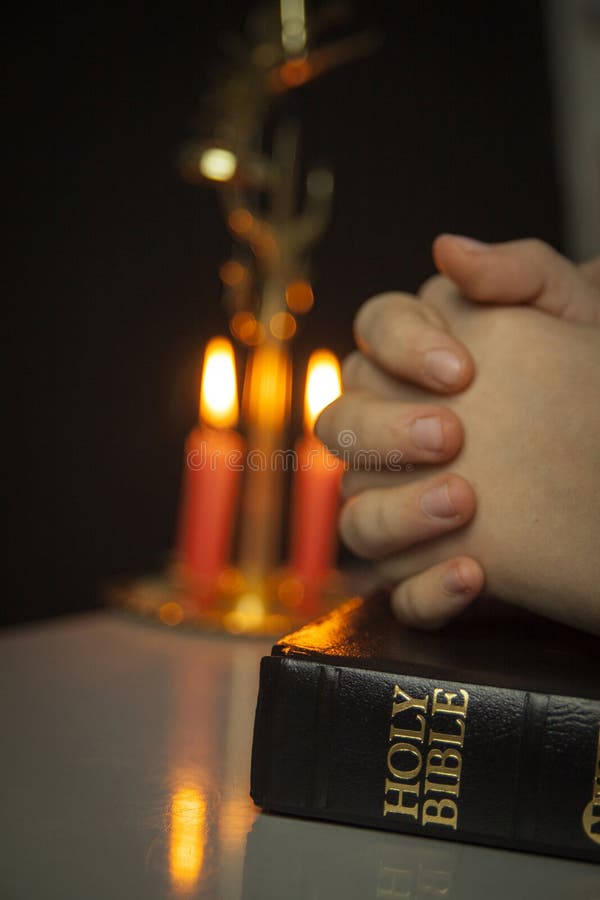 Holy Bible and Candles stock photo. Image of books, pray 47047174