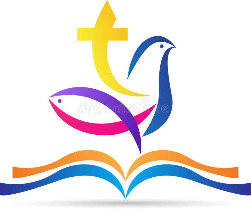 Holy bible with cross dove fish