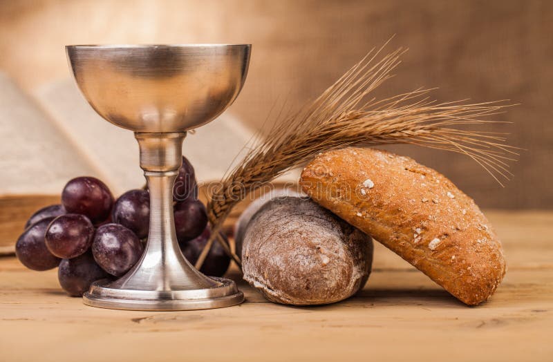 Holy communion chalice on wooden table. Holy communion chalice on wooden table