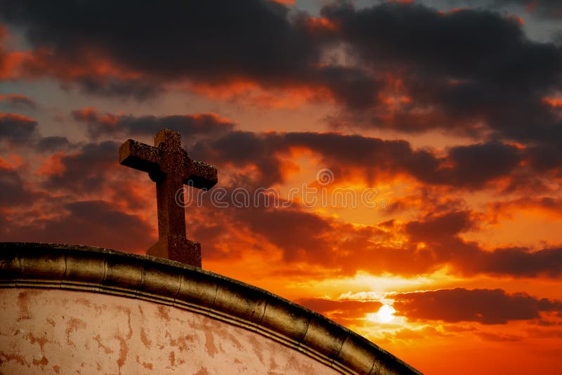 Holy Cross Under a Colorful Sky Stock Image Image of belief, hill