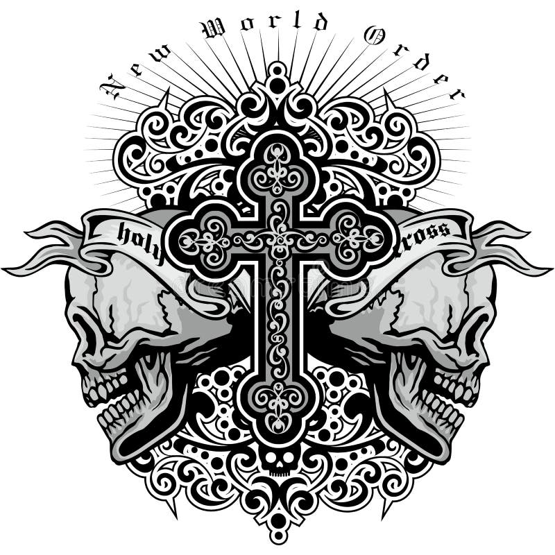Grunge skull coat of arms stock illustration. Illustration of goat ...