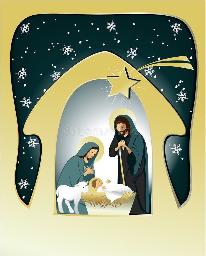Nativity scene with holy family