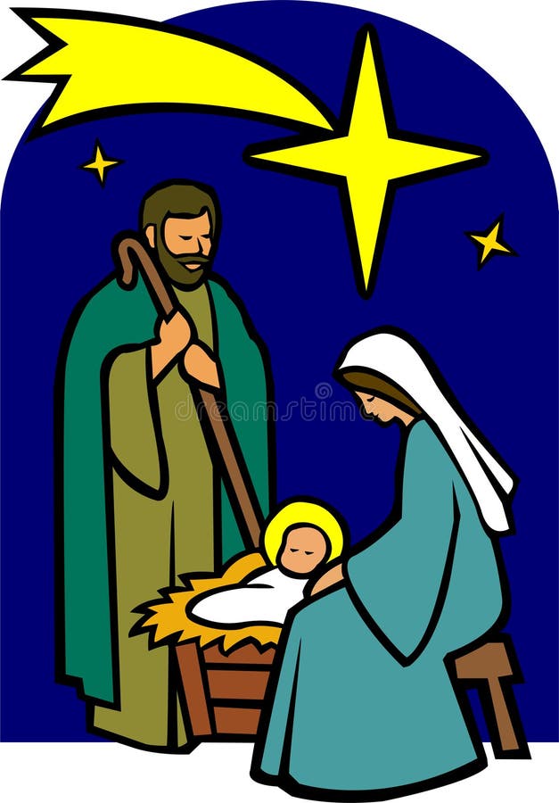 Illustration of the holy family of the nativity or birth of Jesus...figures are complete and can be separated in the eps file. Illustration of the holy family of the nativity or birth of Jesus...figures are complete and can be separated in the eps file.