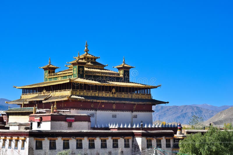 The holy golden temple in Samye Monastery stock photography