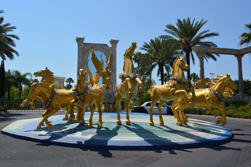 The Holy Land experience - Group of golden galloping horses, Jesus story, Orlando Florida, USA. Photo taken on May 9, 2015. The Holy Land experience - Group of golden galloping horses, Jesus story, Orlando Florida, USA. Photo taken on May 9, 2015.