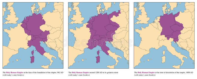 Svatý římský říše vzrůst a pokles z středověký evropa říše 962 reklama na 1806 reklama dnešní stav hranice.