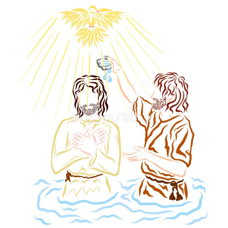 Jesus Baptism by the Heavens Rain Illustration Stock Illustration ...