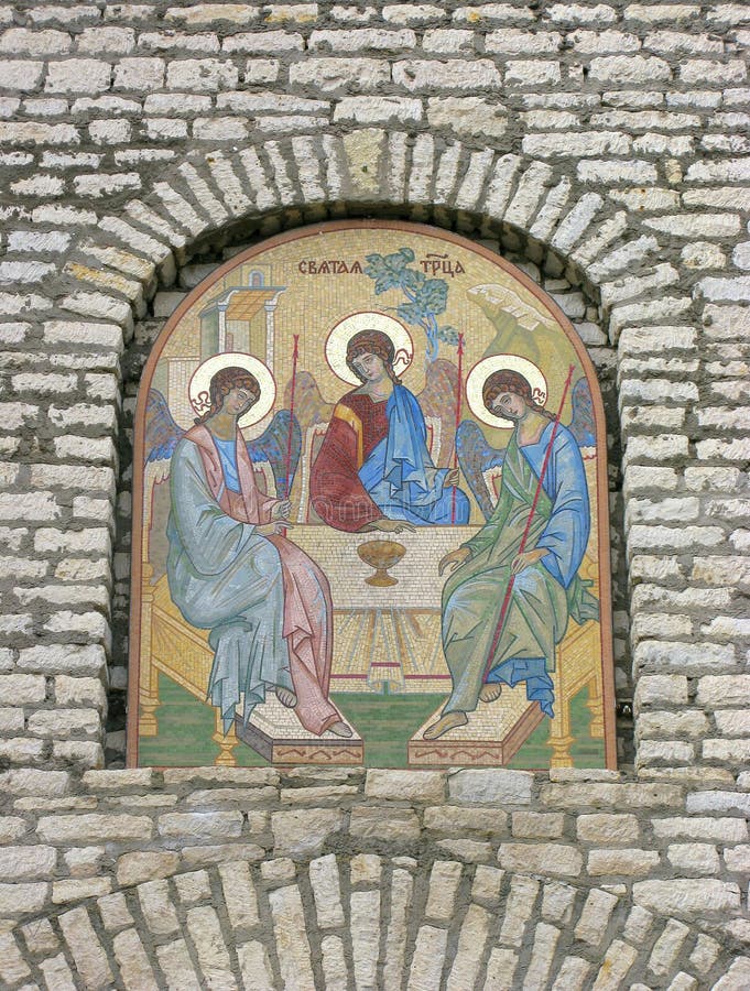 The gate mosaic icon in Pskov kremlin. The gate mosaic icon in Pskov kremlin