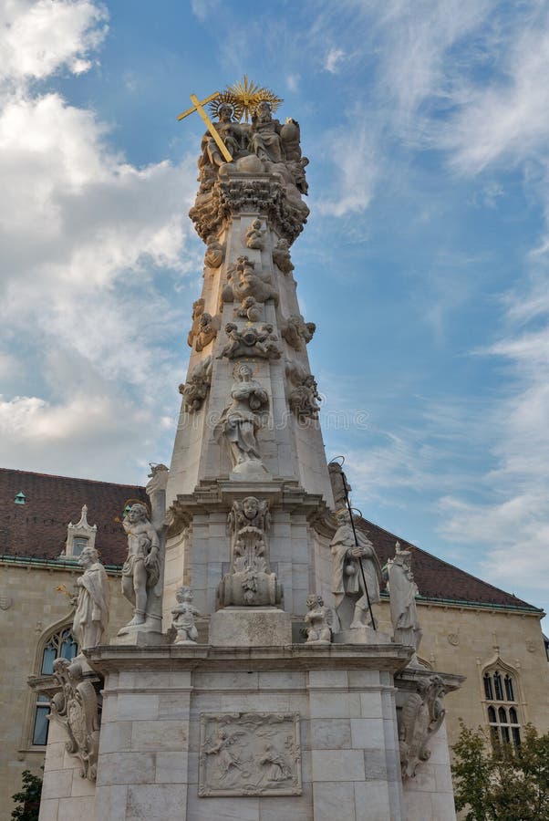 Holy Trinity Column on Trinity Square in front of Matyas Church, Buda Castle area, Budapest, Hungary. Holy Trinity Column on Trinity Square in front of Matyas Church, Buda Castle area, Budapest, Hungary