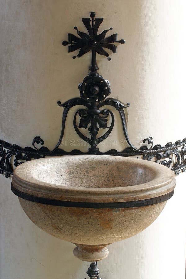 Holy Water Font in Church of St Catherine of Alexandria in Zagreb ...