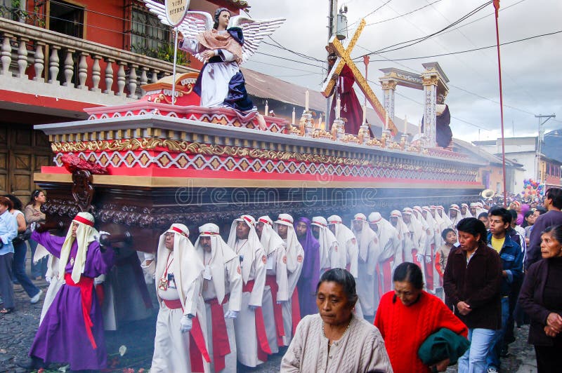 Holy Week religious procession in Antigua, Guatemala royalty free stock photo Holy Week religious procession in Antigua, Guatemala royalty free stock photo