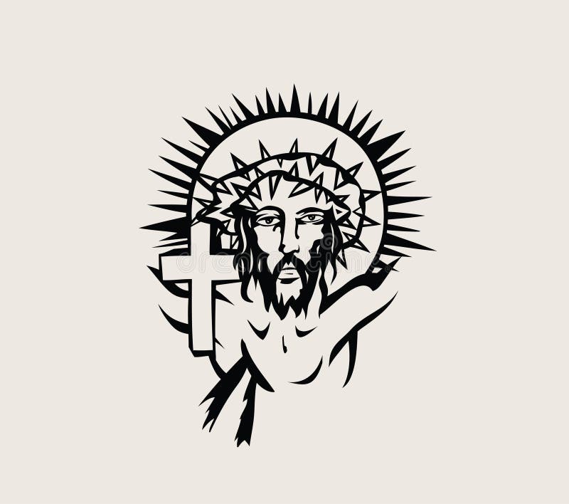 Jesus Face Silhouette stock vector. Illustration of cross - 75978539