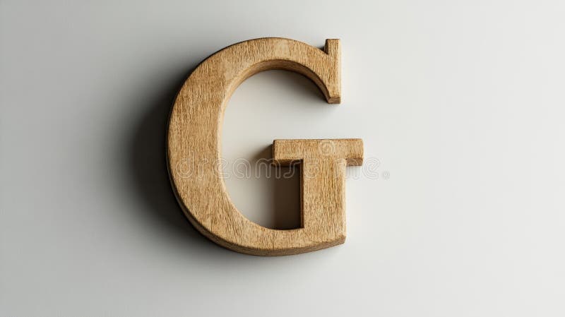 Holzbuchstabe G isoliert auf weißem minimalem grafischen Design Element Einfach Alphabet Zeichen stock abbildung