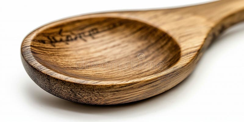 Holzlöffel auf weißem, sauberem Hintergrund, gebrauchsfertig lizenzfreie stockfotografie