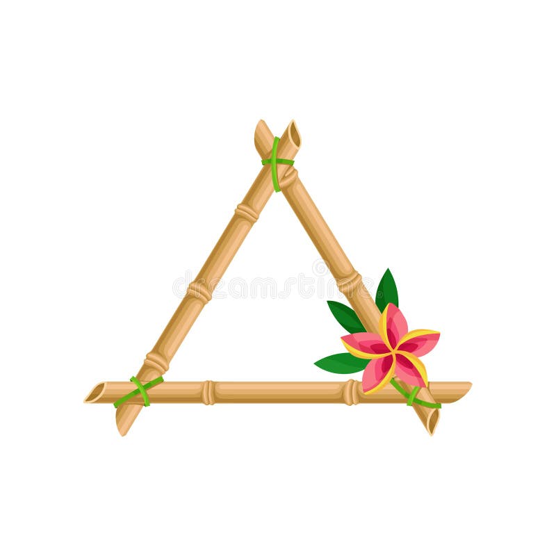 Holzrahmen gemacht von den Bambusstöcken mit Blumenvektor Illustration auf einem weißen Hintergrund stock abbildung Holzrahmen gemacht von den Bambusstöcken mit Blumenvektor Illustration auf einem weißen Hintergrund stock abbildung