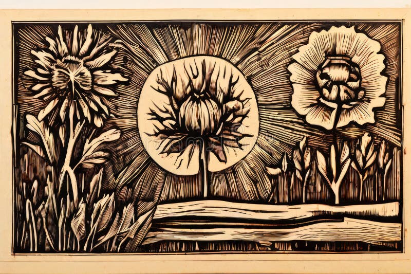Holzschnitt Impfstoffdesign schneidet ein impfstoffbezogenes Bild in Holz ein stock abbildung