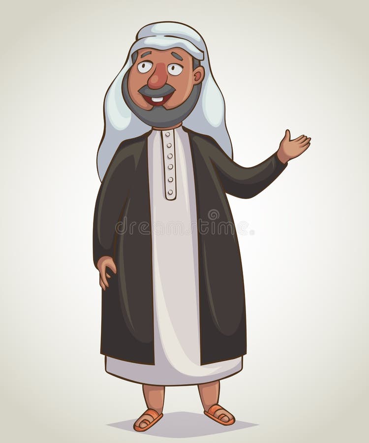 Hombre árabe Personaje De Dibujos Animados Ilustración del Vector -  Ilustración de fondo, ropas: 96504250