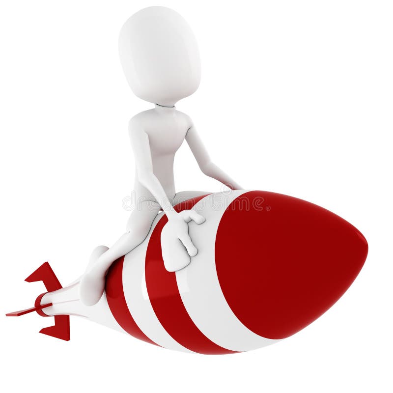 hombre 3d que monta un cohete libre illustration hombre 3d que monta un cohete libre illustration