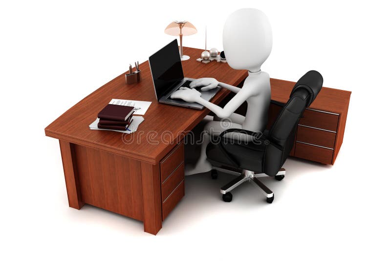 hombre 3d que trabaja en su escritorio ilustración del vector hombre 3d que trabaja en su escritorio ilustración del vector