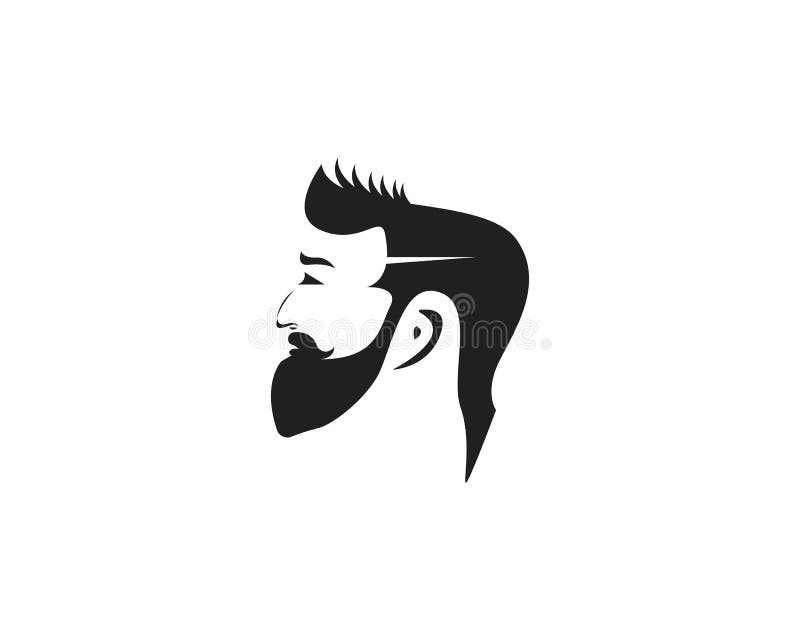 Hombre barbudo con la silueta del logotipo de la moda del corte del pelo ilustración del vector Hombre barbudo con la silueta del logotipo de la moda del corte del pelo ilustración del vector