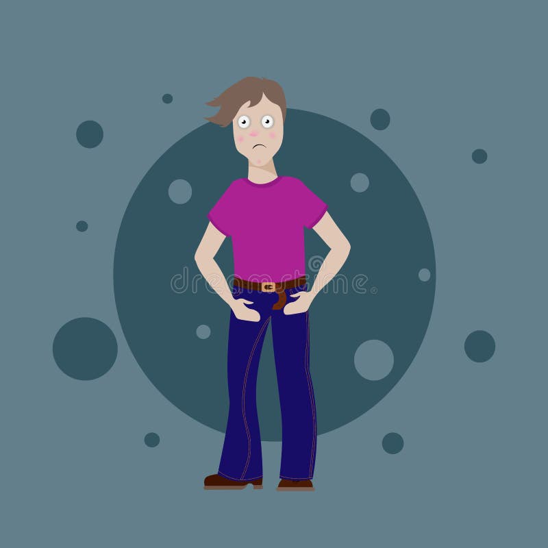 Hombre cansado, enfermo, asustado con los círculos oscuros debajo de sus ojos stock de ilustración Hombre cansado, enfermo, asustado con los círculos oscuros debajo de sus ojos stock de ilustración