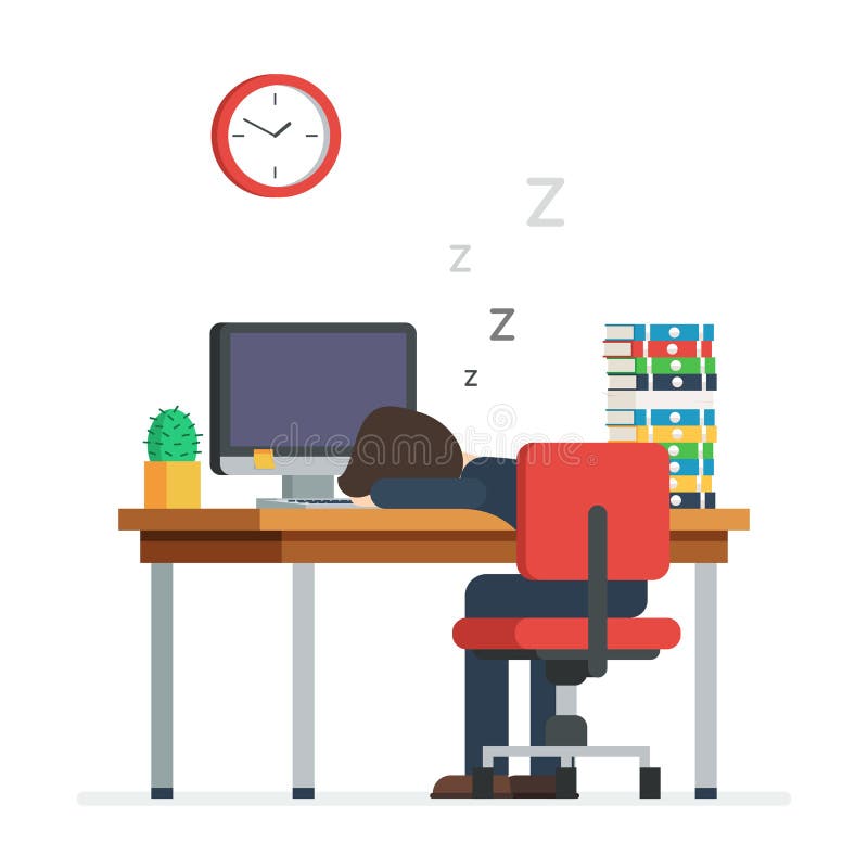 Hombre cansado que duerme en la oficina libre illustration Hombre cansado que duerme en la oficina libre illustration