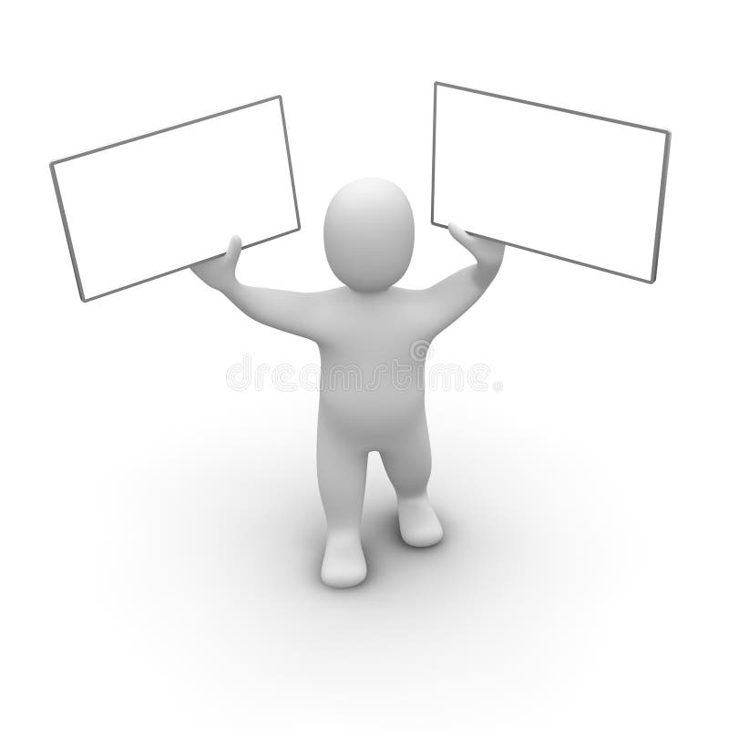 Man with two boards. 3d rendered illustration. Man with two boards. 3d rendered illustration.