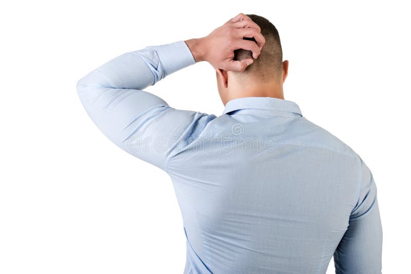 La Mano En La Cabeza La Otra En La Cintura Hombre Con La Mano En Cabeza Imagen de archivo - Imagen de frustrado