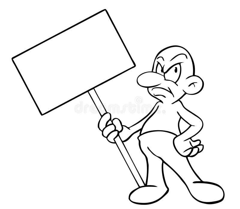 Hombre de la historieta con la muestra en blanco stock de ilustración Hombre de la historieta con la muestra en blanco stock de ilustración