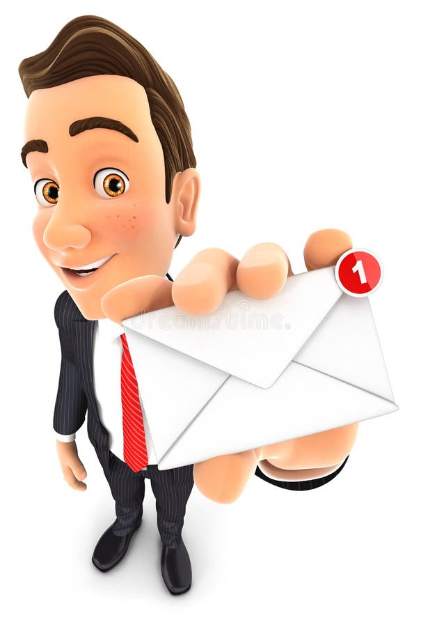Hombre de negocios 3d que recibe un nuevo mensaje libre illustration