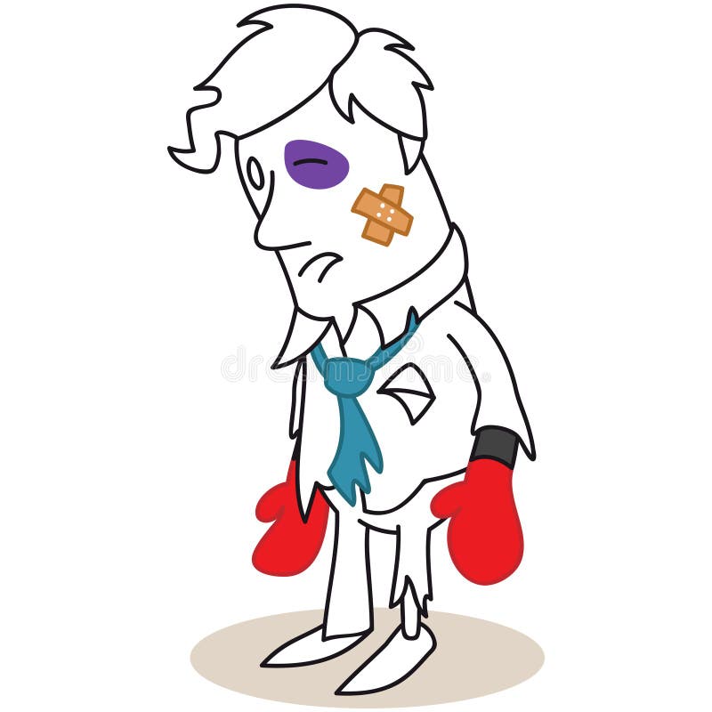 Hombre de negocios derrotado después de un combate de boxeo libre illustration Hombre de negocios derrotado después de un combate de boxeo libre illustration