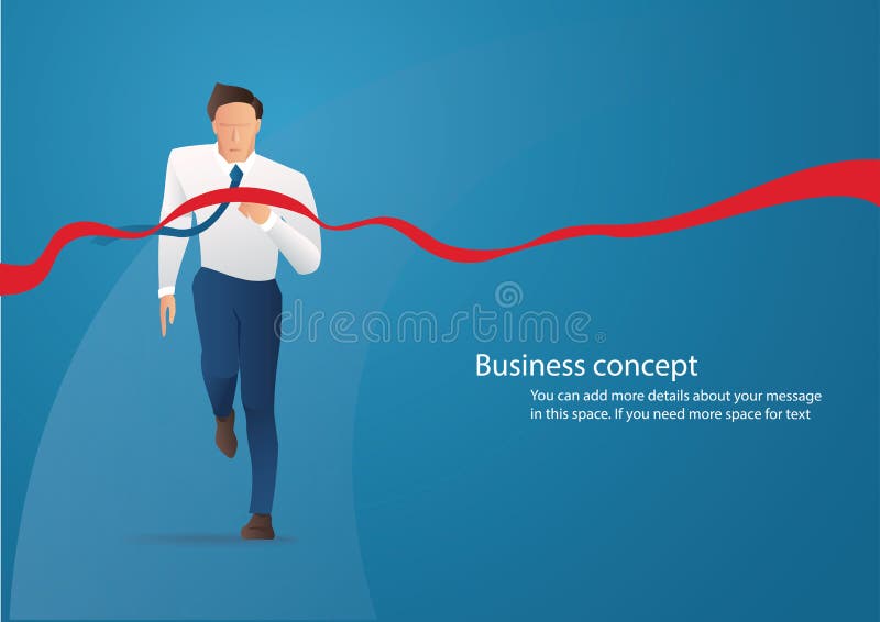 Businessman on the finishing line in competition concept vector. Businessman on the finishing line in competition concept vector