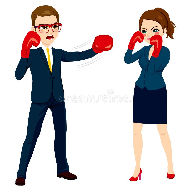 Hombre de negocios Fighting Against Businesswoman ilustración del vector Hombre de negocios Fighting Against Businesswoman ilustración del vector