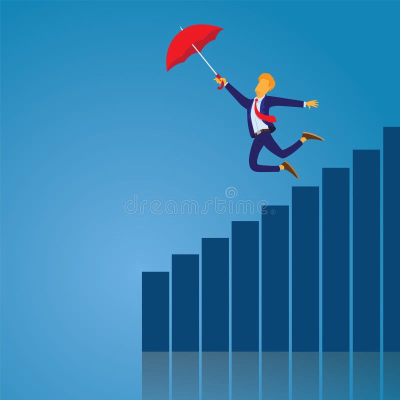 Hombre de negocios Flying With Umbrella libre illustration Hombre de negocios Flying With Umbrella libre illustration