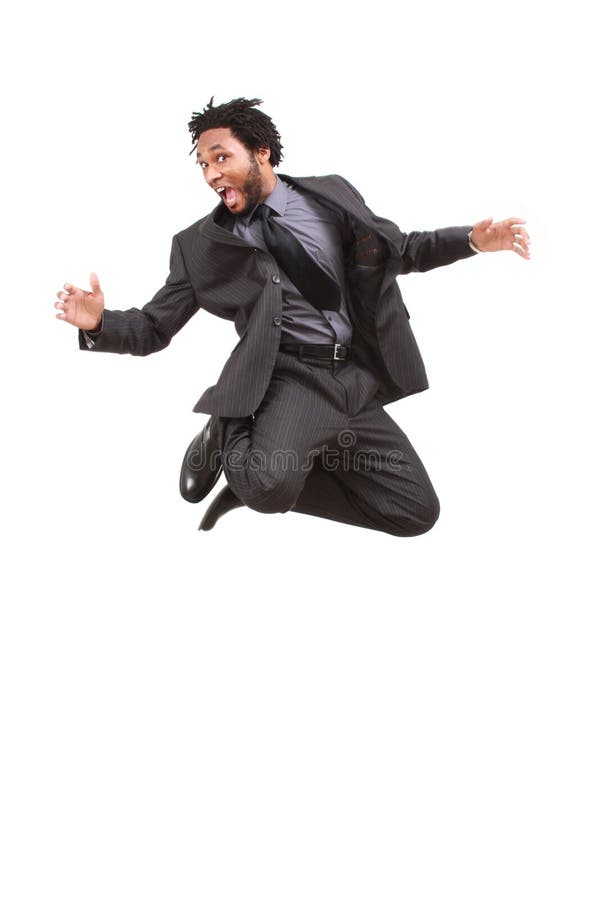 Hombre de negocios negro feliz imagenes de archivo