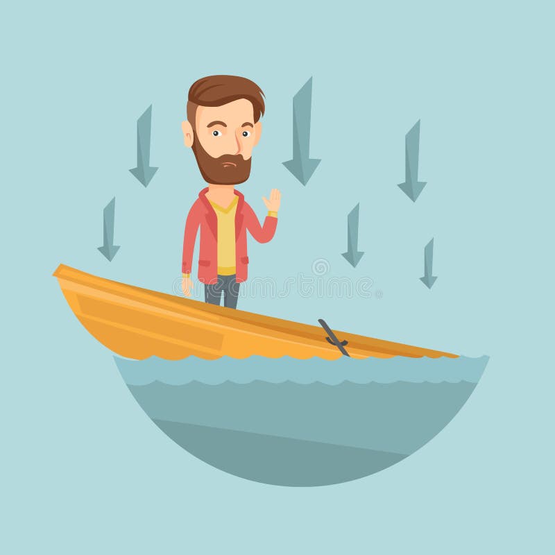 Hombre de negocios que se coloca en barco de hundimiento libre illustration Hombre de negocios que se coloca en barco de hundimiento libre illustration